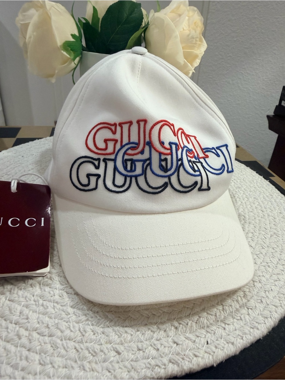 Gucci White Cotton Embroidered Logo (XL) Baseball Hat - NWT❣️Men’s —> Unisex